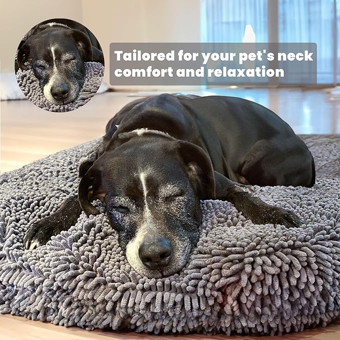 Muddy Mat® Cloud K-9 Bed for Dogs & Cats, Soft & Relaxing Round Dog Bed, Chenille Material, Removable Cover, Washable & Dryer Safe–Grey Large(40'x40')