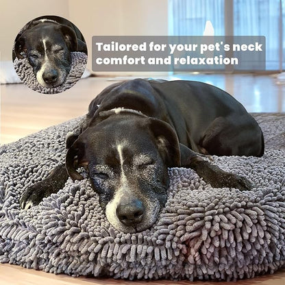Muddy Mat® Cloud K-9 Bed for Dogs & Cats, Soft & Relaxing Round Dog Bed, Chenille Material, Removable Cover, Washable & Dryer Safe–Grey Large(40'x40')