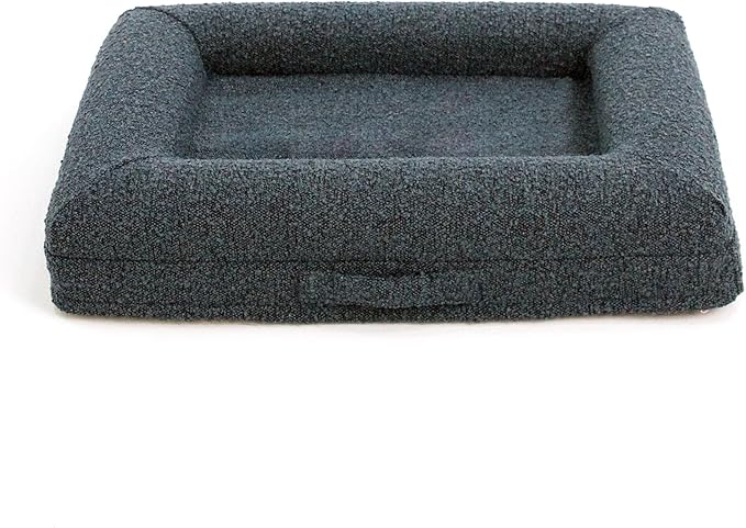 Bluewater Dog Luxury Boucle Orthopedic Memory Foam Dog Bed with Waterproof Liner and Machine Washable Cover with YKK Zippers (Small, 29" L x 23" W x 6" Th, Ocean Blue)