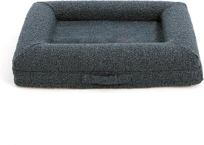 Bluewater Dog Luxury Boucle Orthopedic Memory Foam Dog Bed with Waterproof Liner and Machine Washable Cover with YKK Zippers (Small, 29" L x 23" W x 6" Th, Ocean Blue)