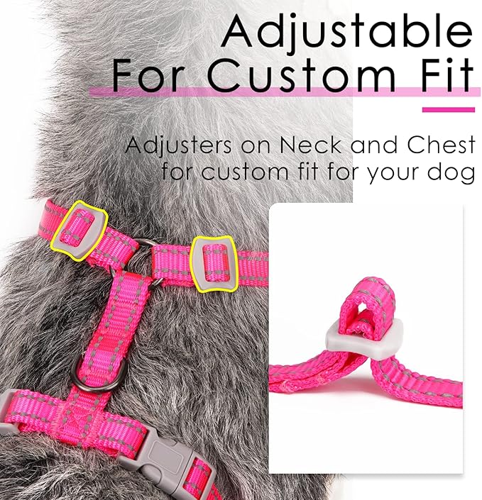 ThinkPet Reflective Breathable Soft Air Mesh No Pull Puppy Choke Free Over Head Vest Harness for Puppy Small Medium Dogs and Cats Rose Red Large