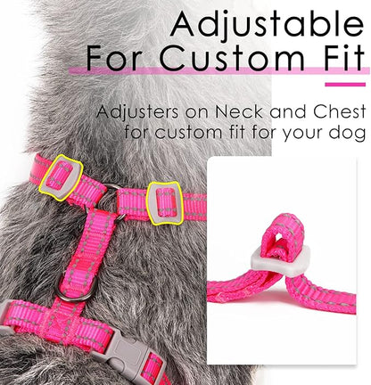ThinkPet Reflective Breathable Soft Air Mesh No Pull Puppy Choke Free Over Head Vest Harness for Puppy Small Medium Dogs and Cats Rose Red Large
