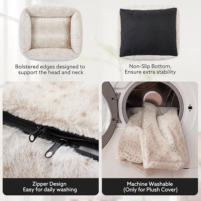 JOEJOY Small Dog Bed for Small Dogs, Washable Orthopedic Premium Soft Corduroy Fleece Pet Bed with Removable Zipper Cover, Cute Calming Puppy Bed with Non Skid Bottom