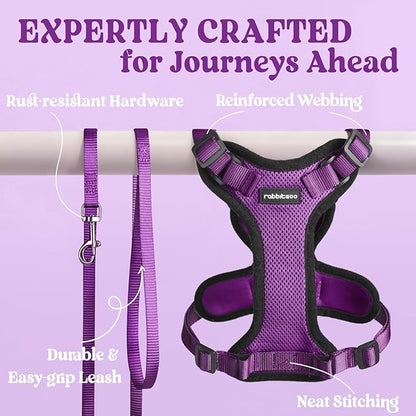 rabbitgoo Cat Harness and Leash for Walking, Escape Proof Soft Adjustable Vest Harnesses for Cats, Easy Control Breathable Reflective Strips Jacket, Purple, S