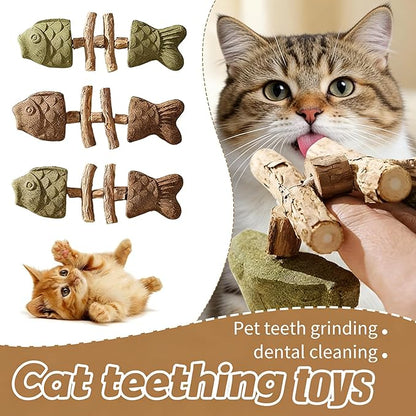 2026 Innovative Fish Bone Cat Toy - Fix Your Cat’s Dental Health,Dental Health Solution, Natural Catnip Chew Stick, Wooden Teeth Cleaning Tool, Durable Feline Dental Care Toy for Healthy Teeth