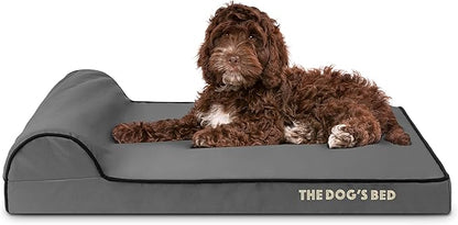 The Dog’s Bed Orthopedic Headrest Dog Bed Med Grey/Black, Memory Foam, Pain Relief: Arthritis, Hip & Elbow Dysplasia, Post Surgery, Lameness, Waterproof Washable Cover, Veterinary Approved