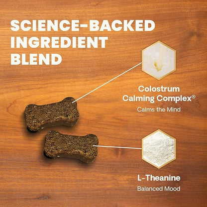 VetriScience Calm & Confident Chews, Composure Clinically Tested Calming and Anxiety Supplement for Dogs, Reduce Stress and Fear, Ideal for Thunderstorms, Fireworks and Travel, Chicken, 120 Count