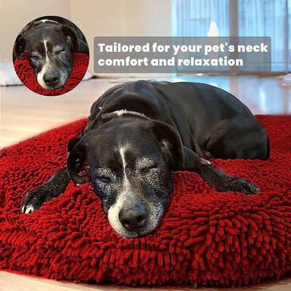 Muddy Mat® Cloud K-9 Bed for Dogs & Cats, Soft & Relaxing Donut Dog Bed, Chenille Material, Removable Cover, Washable & Dryer Safe–Red Large(40'x40')