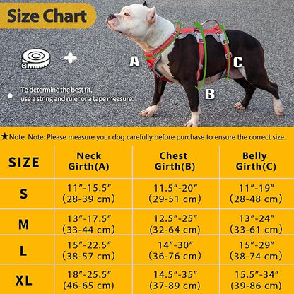 Huntboo Escape Proof Dog Harness, Escape Artist Harness, Reflective Harness with Padded Handle, Breathable, Durable, Adjustable Vest for Medium Dogs Walking, Training, and Running Gear (Red, S)