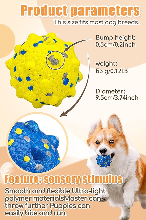 Moonorange 3.7'' Dog Balls for Dogs Aggressive Chewers Indestructible Tennis Durable Bouncy Interactive Dog Toy Balls for Fetch Game Floating Balls (Yellow Large)