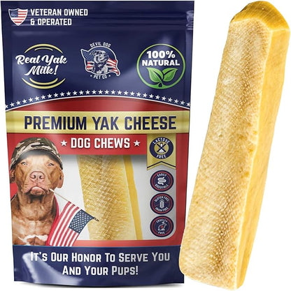 Devil Dog Pet Co. Himalayan Yak Cheese Dog Chews, Large - 1 Pack, 100% Natural & Healthy, Lactose-Free, Long-Lasting Dog Treats, Premium Yak Milk Chew Bones for Dogs