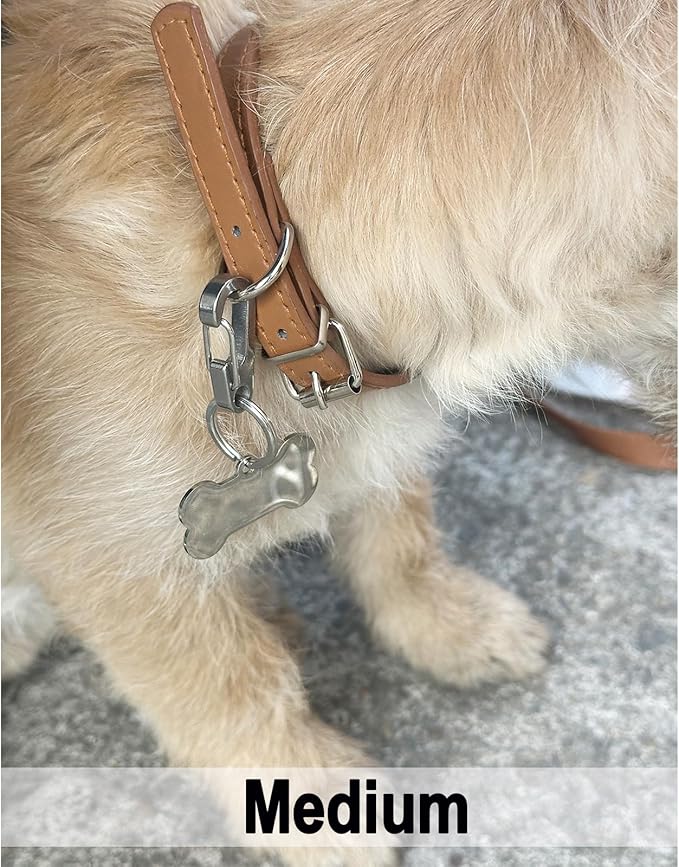 Dog Tag Clips / 2 Pack/Multiple Size 304 Stainless Steel Quick Clip with Rings/Easy Change Dog Cat ID Tag Holder for Small pet Collars and Harnesses.(2 Medium Grey)