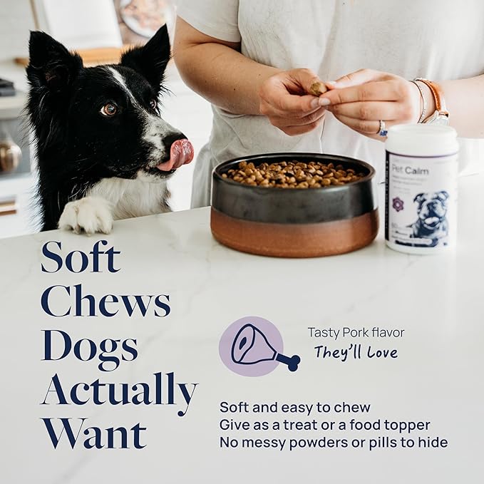 Veterinary Formula Pet Calm 60ct – Vet-Formulated Calming Chews for Dogs with L-Theanine, L-Tryptophan for Behavior Support, Relaxation Treats, Puppy Chews for Stressful Situations, Dog Calming Aid