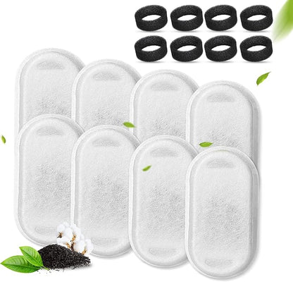 Carcent Cat Water Fountain Filters & Sponges, 8 Pack Replacement Filters for Stainless Steel 67oz/2L Adjustable Flow Pet Fountain
