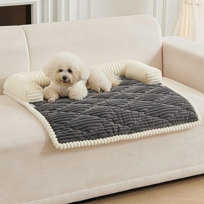 HAOMAIJIA Dog Couch Bed for Small Dogs, Non Slip Pet Couch Covers for Sofa Thick Soft Washable Dog Couch Cover Protector All Seasons Universal Dogs and Cats Bed Mat (Grey, Small)