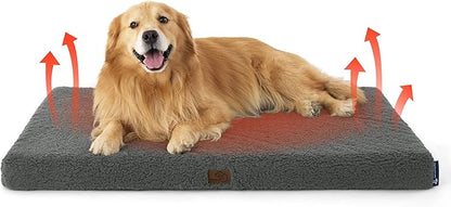 Bedsure Self Warming Dog Beds Large Sized Dog - Extra-Large Puppy Bed with Removable Washable Cover, Orthopedic Egg Crate Foam Pet Mat, Suitable for Pet Up to 100 lbs (Non Electric)