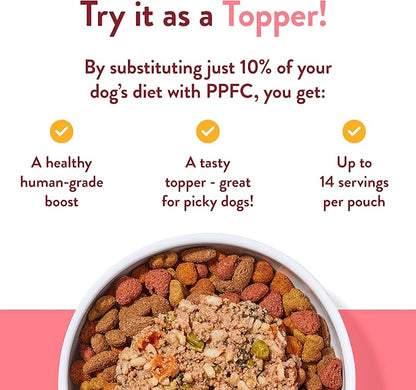 Portland Pet Food Company Fresh Dog Food Pouches Human-Grade Toppers Wet Pet Meal & Mix-Ins - Gluten-Free Limited Ingredient Wally’s Salmon N’ Rice - Large & Small Breed, Puppy to Senior - 5 Pack