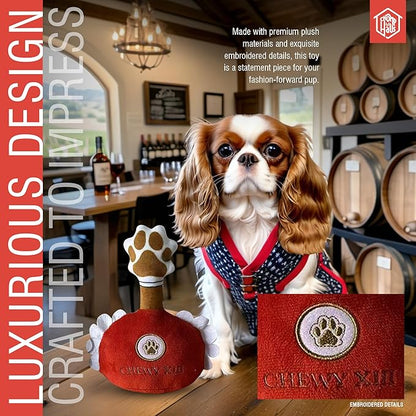 Chomp Haus Chewy XIII – Luxurious Plush Dog Toy with Squeaker, Premium Fabric, Embroidered Details, Designer-Inspired Chew Toy, Fun Gift for Small to Medium Dogs & Dog Lovers
