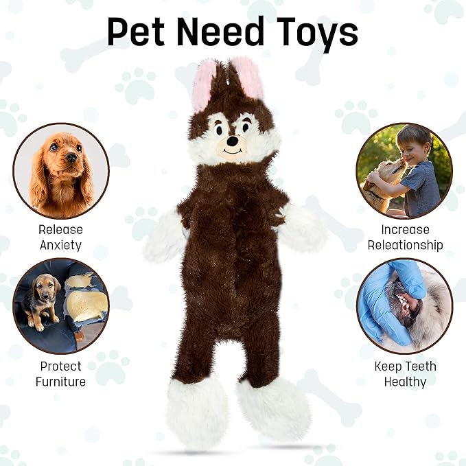 FGA MARKETPLACE Fox Flat NO Stuffing NO Squeak Plush Dog Toy, Funny Style Will Entertain Your Pet for Hours, Recommended for Small and Medium Dog 21 INCH Long