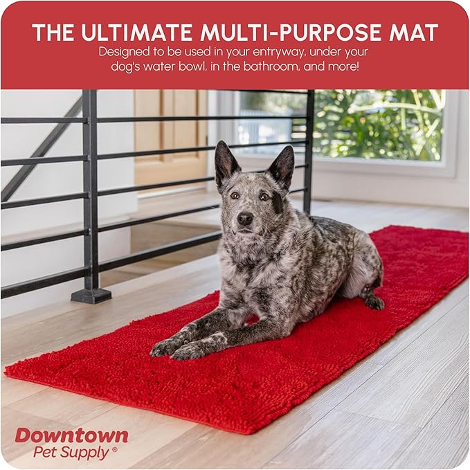 My Doggy Place Dog Mud Mat, 96" x 24" Red – Thick Microfiber Entry Rug for Snow, Mud & Salt – Absorbent, Quick-Dry, Washer-Safe & Non-Slip, XX-Large