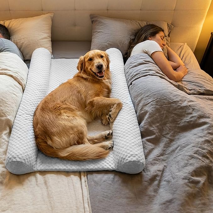 Does Your Dog Love You a Little Too Much at Night? Try Denmate:The First On-Bed Dog-Bed Designed to stabilize Nighttime Movement & Improve Dog & Owners Sleep. Machine Washable. Sleep Better Together