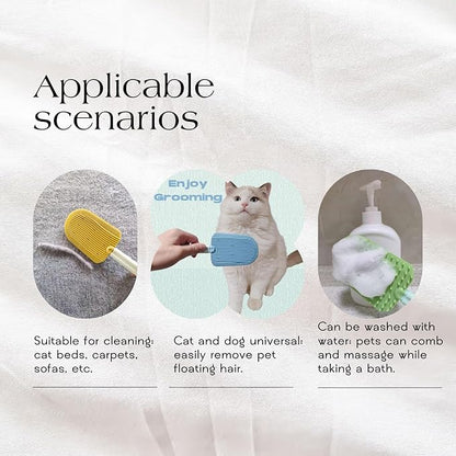 Cat Brush,2 in 1 Soft Cat Brush,Pet Brushes for Shedding,Soft Comb,Cat Brush for Shedding,Short or Long Haired Cats,Pet Grooming,Bath and Massage Brushes,Pet Hair Removal Tool(3 pcs)