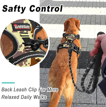 BARKBAY No Pull Dog Harness Large Step in Reflective Dog Harness with Front Clip and Easy Control Handle for Walking Training Running(Desert camo,XL)