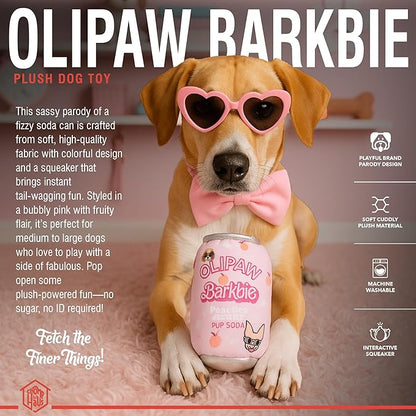Chomp Haus Olipaw Barkbie – Luxurious Plush Dog Toy with Squeaker, Premium Fabric, Embroidered Details, Designer-Inspired Chew Toy, Fun Gift for Medium to Large Dogs & Dog Lovers