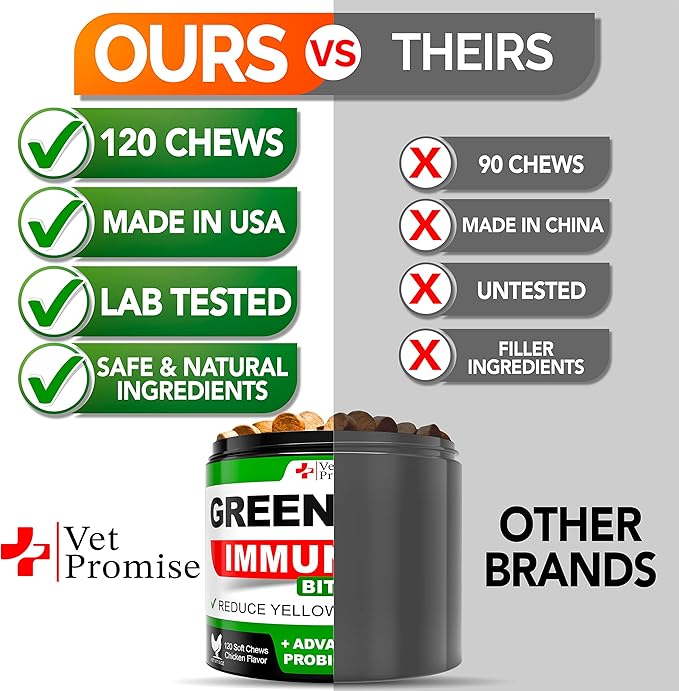 Vet Promise Grass Burn Spot Chews - Dog Urine Neutralizer for Lawn - 120 Grass Green Treats, Rocks - Pee Grass Spot Saver Caused by Dog Urine - Probiotics - Digestive Enzymes - Made in USA