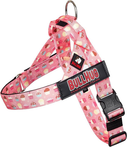BULLHUG Adjustable Dog Harness– No Pull, No Choke – for English Bulldogs, French Bulldogs, Pugs & Broad-Chested Breeds – Easy, Safe Walks (Cupcake, XS)