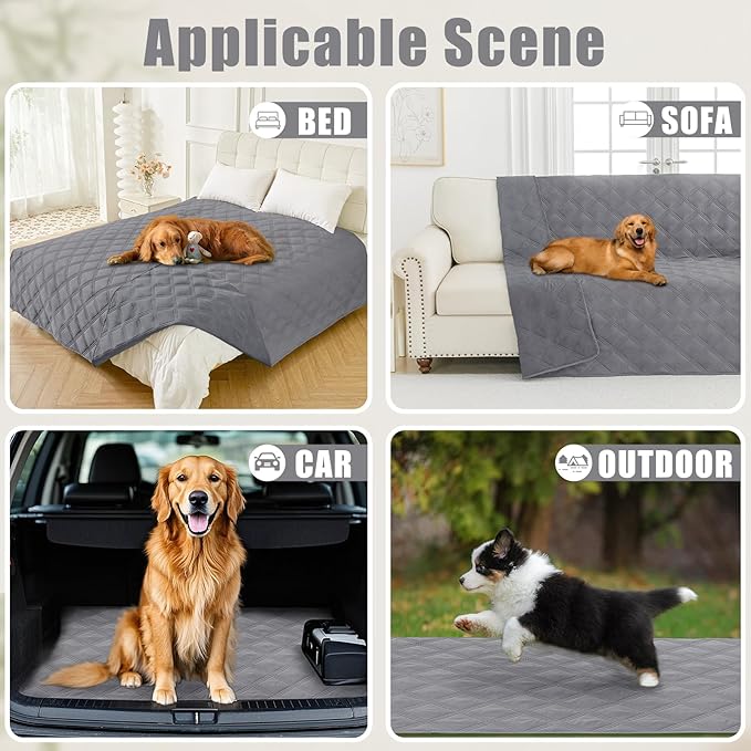 Smiry Waterproof Dog Bed Cover Blanket 52x82, Soft Reversible Pet Blanket, Washable Leakproof Cats Dogs Couch Cover for Sofa, Couch, Furniture, Lattice, Grey/Grey