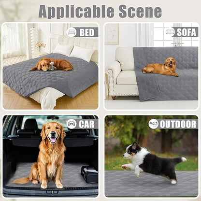 Smiry Waterproof Dog Bed Cover Blanket 52x82, Soft Reversible Pet Blanket, Washable Leakproof Cats Dogs Couch Cover for Sofa, Couch, Furniture, Lattice, Grey/Grey