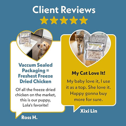 Fresh Is Best Freeze Dried Dog Treats - Raw Freeze Dried Chicken Breast for Dogs & Cats - Healthy Dog Training Treats in Resealable Zipper Bag - High-Protein Single Ingredient - Made in The USA