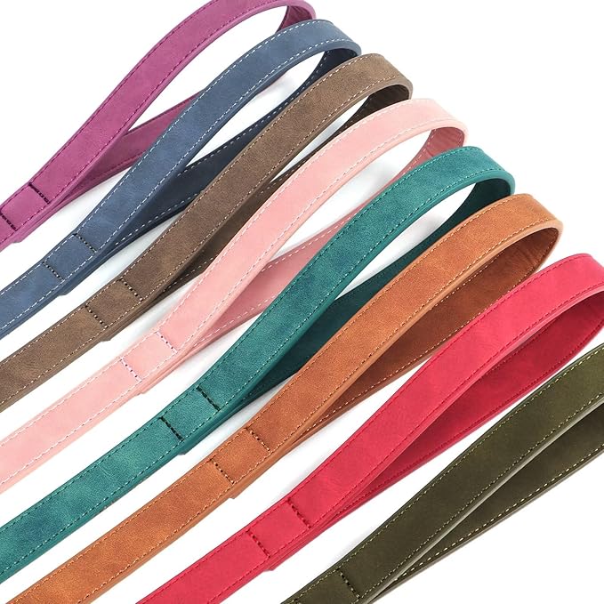 Didog PU Leather Dog Leash, Colorful Dog Leash 4ft, Strong and Durable Faux Leather Lead, Walking and Training Lead for Small Medium Dogs,Pink