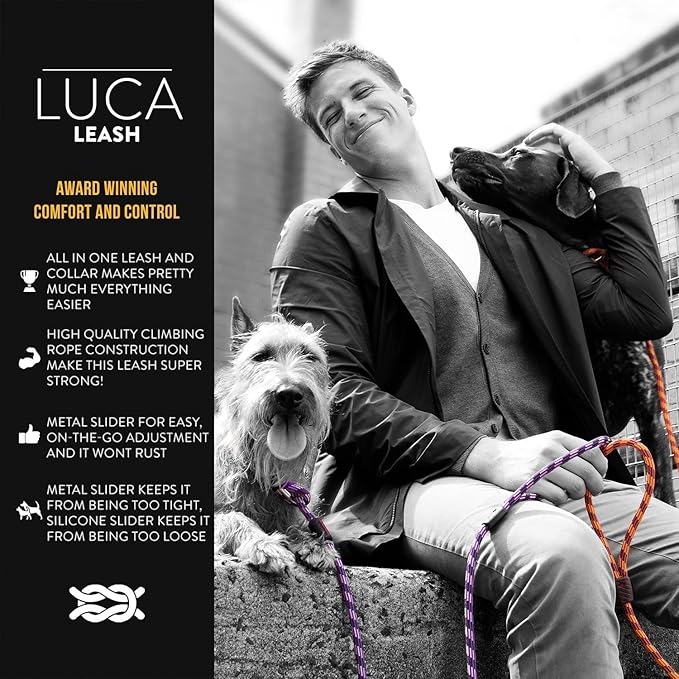 EzyDog Luca Slip Lead Dual Function Heavy Duty Rope Leash for Dogs That Pull Slip Leash & Gentle Lead Head Halter, Small (5.5ft x .23', Blue)