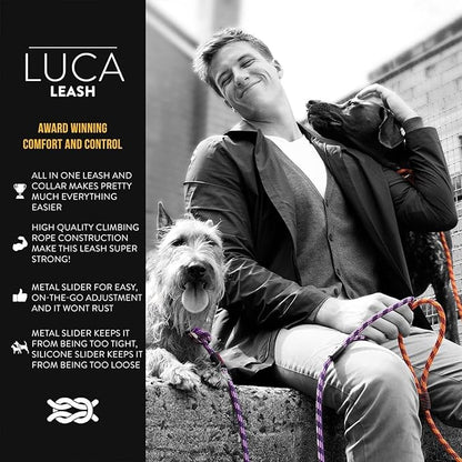 EzyDog Luca Slip Lead Dual Function Heavy Duty Rope Leash for Dogs That Pull Slip Leash & Gentle Lead Head Halter, Small (5.5ft x .23', Blue)