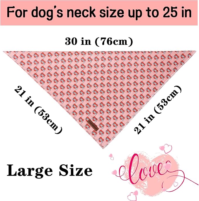Unique Style Paws Valentiene's Day Dog Bandana Heart Print Cotton Dog Bandanas Bandana for Small Medium Large Dogs New