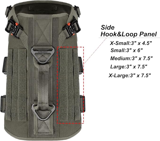 ICEFANG GN3 Tactical Dog Harness with 6X Buckle,Dog Molle Vest with Handle,3/4 Body Coverage,Hook and Loop Panel for ID Patch,No Pulling Front Clip (M (25"-31" Girth), Ranger Green)