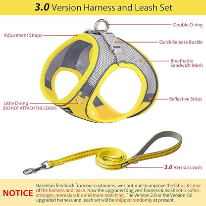 AIITLE Escape Proof Dog Harness - Step in Adjustable Dog Harness No Choke Over with Breathable Mesh and Quick-Release Buckle for All Weather- Outdoor Walking, Training for Medium Dogs Yellow XL