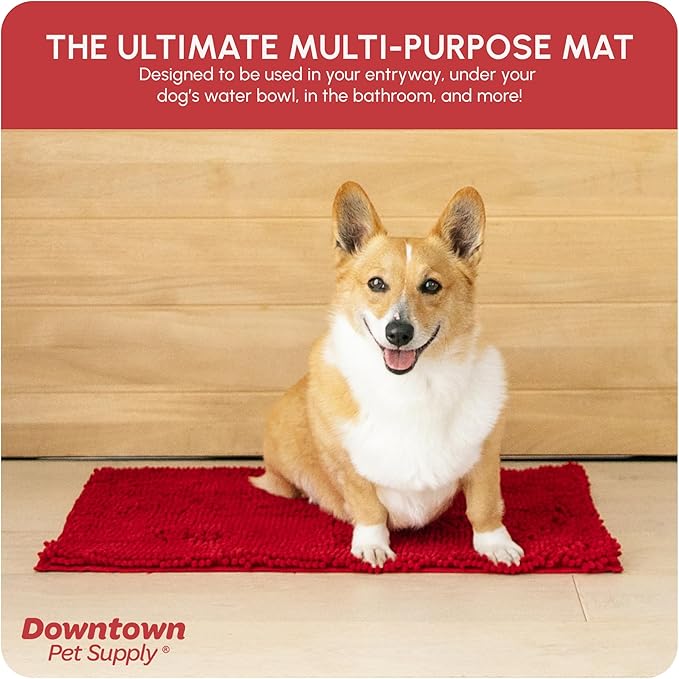 My Doggy Place Dog Mud Mat, 18" x 24" Red – Thick Microfiber Entry Rug for Snow, Mud & Salt – Absorbent, Quick-Dry, Washer-Safe & Non-Slip, Small