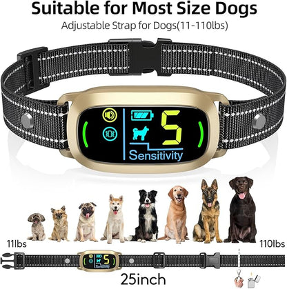 FAFAFROG Dog Bark Collar for Large Medium Small Dogs, Rechargeable Smart Bark Collar, Anti Barking Training Collar with 5 Adjustable Sensitivity Beep Vibration (Gold)