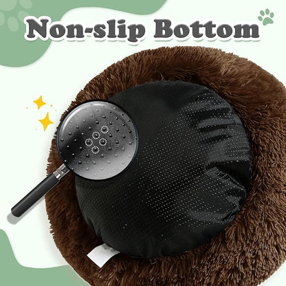 JOLLYVOGUE Dog & Cat Bed, Calming Anti-Anxiety Pet Bed for Small Dogs, Fluffy Donut Cushion for Small and Medium Pets (23")