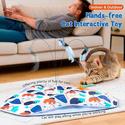 Interactive Cat Toys,Rechargeable Three-in-One Hide-and-Seek Automatic Cat Toy Suitable for Kitten Toys to Interact and Play Automatically, with A Bird-Shaped Cat Toys for Indoor Cats
