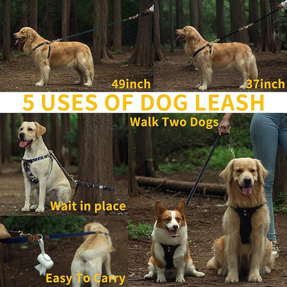Dog Harness, No Pull Dogs Harness and Multi-Function Leash Set for Medium Dogs Easy Walk Everyday Adjustable Soft Dog Vest Harness Fashionable Dog Accessories Glacier Blue Button-M(17lb-35lb)