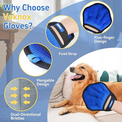 VOKNOX Pet Hair Removal Glove for Dogs & Cats, Electrostatic Five-Finger Hair Remover for Furniture, Couch, Carpet & Car Seat, Reusable Washable Pet Fur Cleaning Tool, Not for Grooming (1 PCS)
