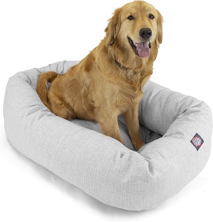 Majestic Pet 40 Inch Bagel Calming Dog Bed Washable – Cozy Soft Round Dog Bed with Spine Support for Dogs to Rest Their Head - Fluffy Donut Puppy Mat 40x29x9 (Inch) Large – Gray