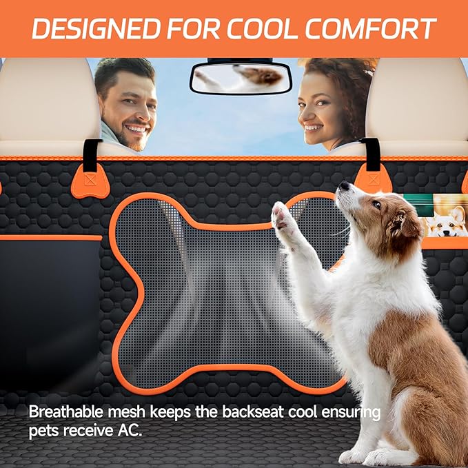 YFChangle Hard Bottom Dog Car Seat Cover for Back Seat – Waterproof Nonslip Hammock Extender for Trucks & SUVs, Heavy Duty Pet Protector, Black Oxford Fabric