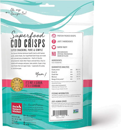 The Honest Kitchen Human Grade Superfood Cod Crisps: Cod & Strawberry, 3 oz