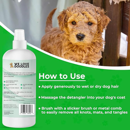 [Upgraded Version] We Love Doodles Dog Detangler Spray - Leave-in Conditioner for Dogs - Dog Detangling Spray - Dematting Spray for Dogs - Tangle Remover - Made in The USA - Large 16 fl oz (Lavender)