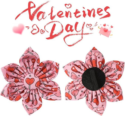 UP URARA PUP Valentine Dog Collar with Flower, Heart Flower Collar for Puppy Girl Boy Dog or Cat, Comfortable Dog Collar Flower with Durable Metal Buckle, Cute Pet Collar,XL, Neck 16-26in